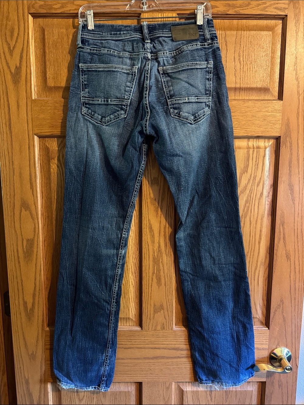 BKE Men's Distressed Blue Straight Jeans